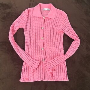 Zara pink knitted cardigan